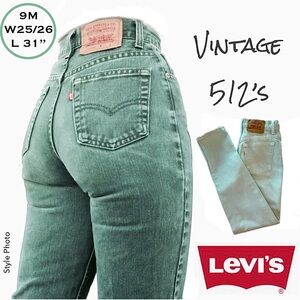 W25/26 L31 ‘93 LEVI’s 512 Slim Fit High-Rise Tapered Leg Green Jeans